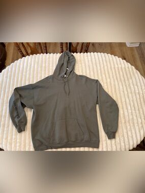 Hanes ecosmart Hoodie in Olive Green with Drawstring - Revolution Church